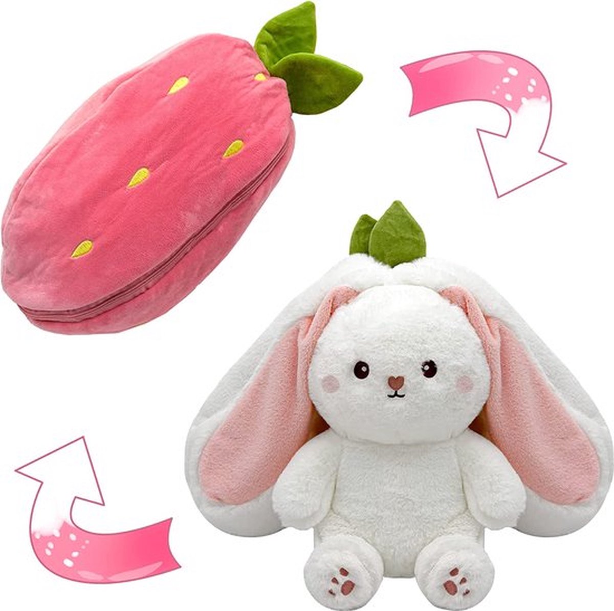 Konijn Pluche - Konijn met rits - Knuffel - Kawaii - 30cm